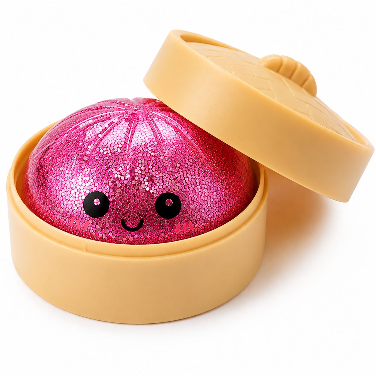 Jucărie antistres Squishy 8.5 cm, 110 grame, Cu Sclipici si Bile de Hidrogel- Model surpriză cu Fata Zambitoare (Mystery Color) – Mix de Culori 4