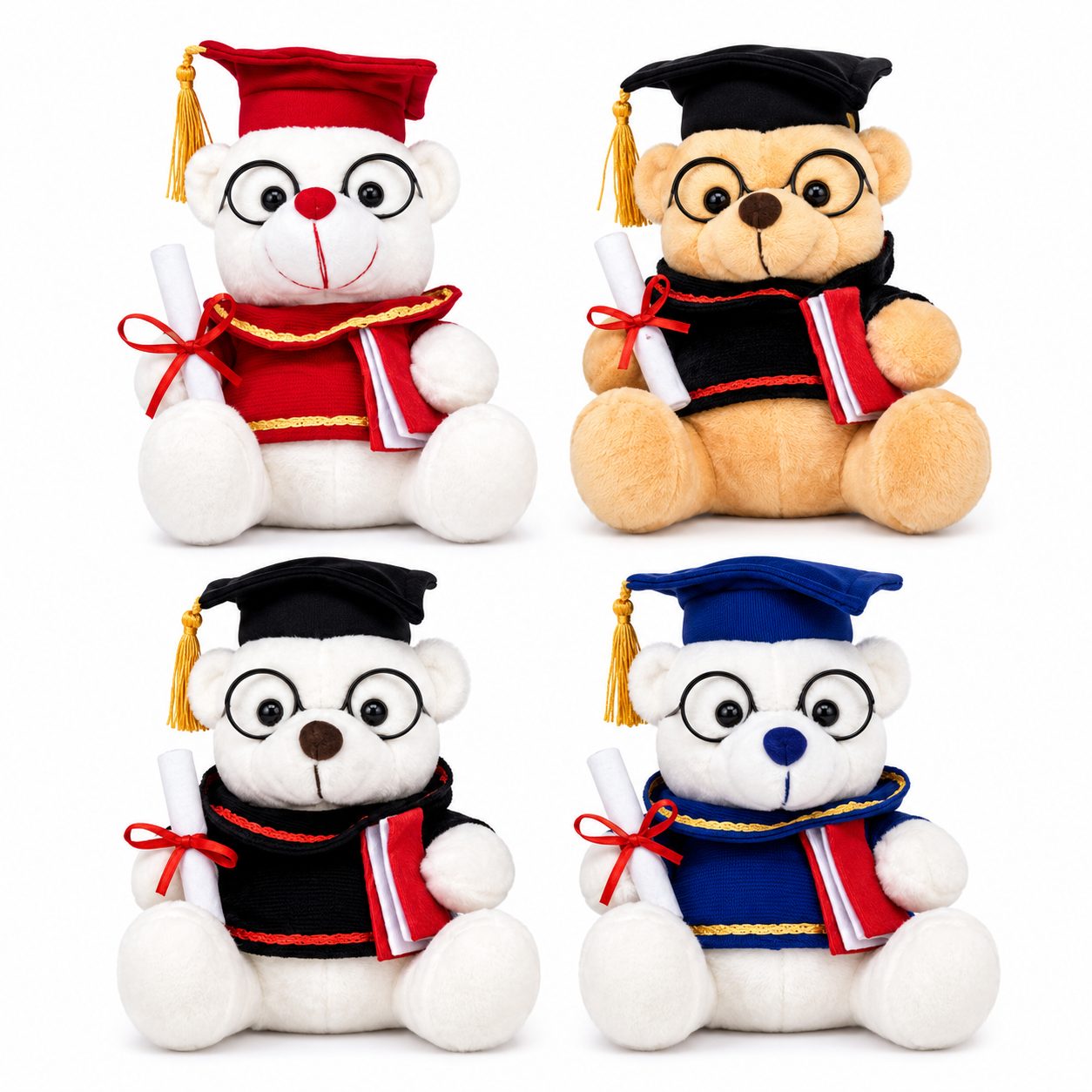 Ursulet de Plus Absolvent, , Jucarie Moale cu Toca, Ochelari si Diploma, Cadou pentru Absolvire, 15 cm, Multicolor 1