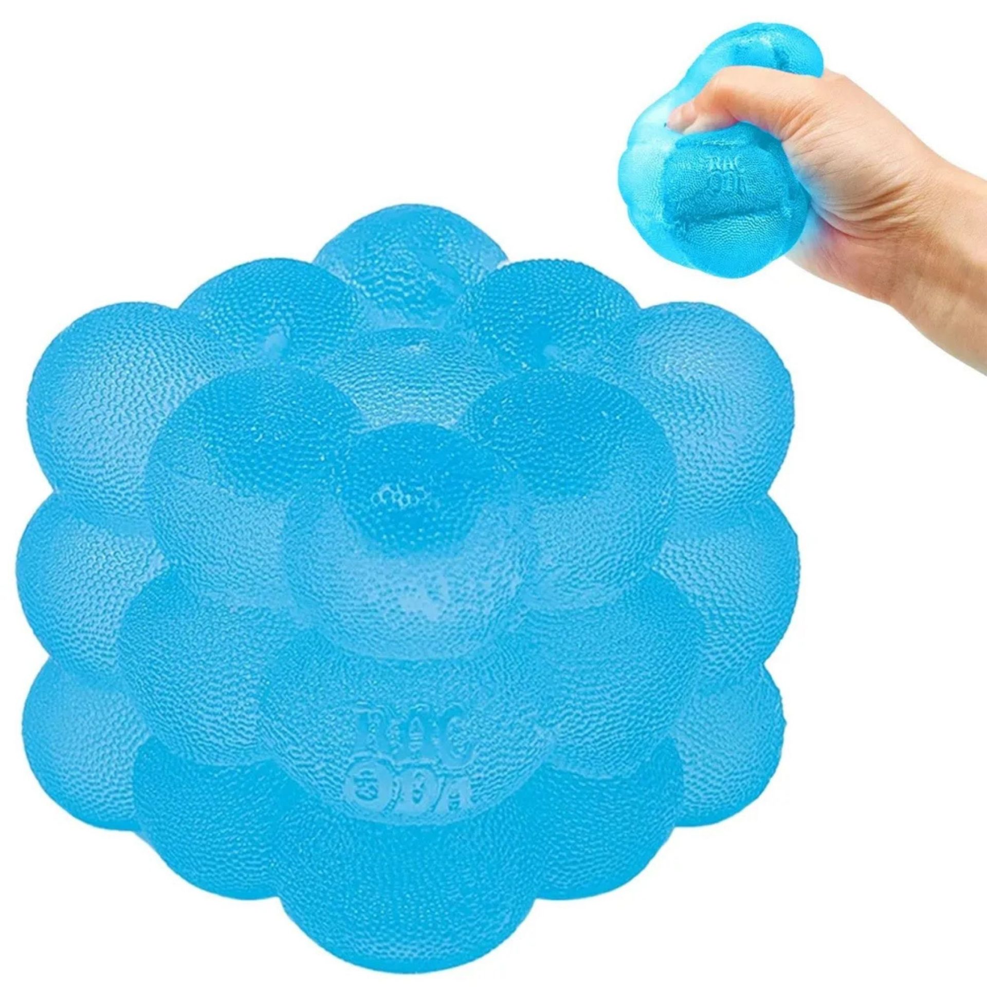 Jucarie Squishy tip Needoh in Forma de Cub, , Model Sculptat cu Striatii, Antistres Senzoriala Comprimabila cu Revenire Lenta, 5 cm, 180 g, Albastru 4