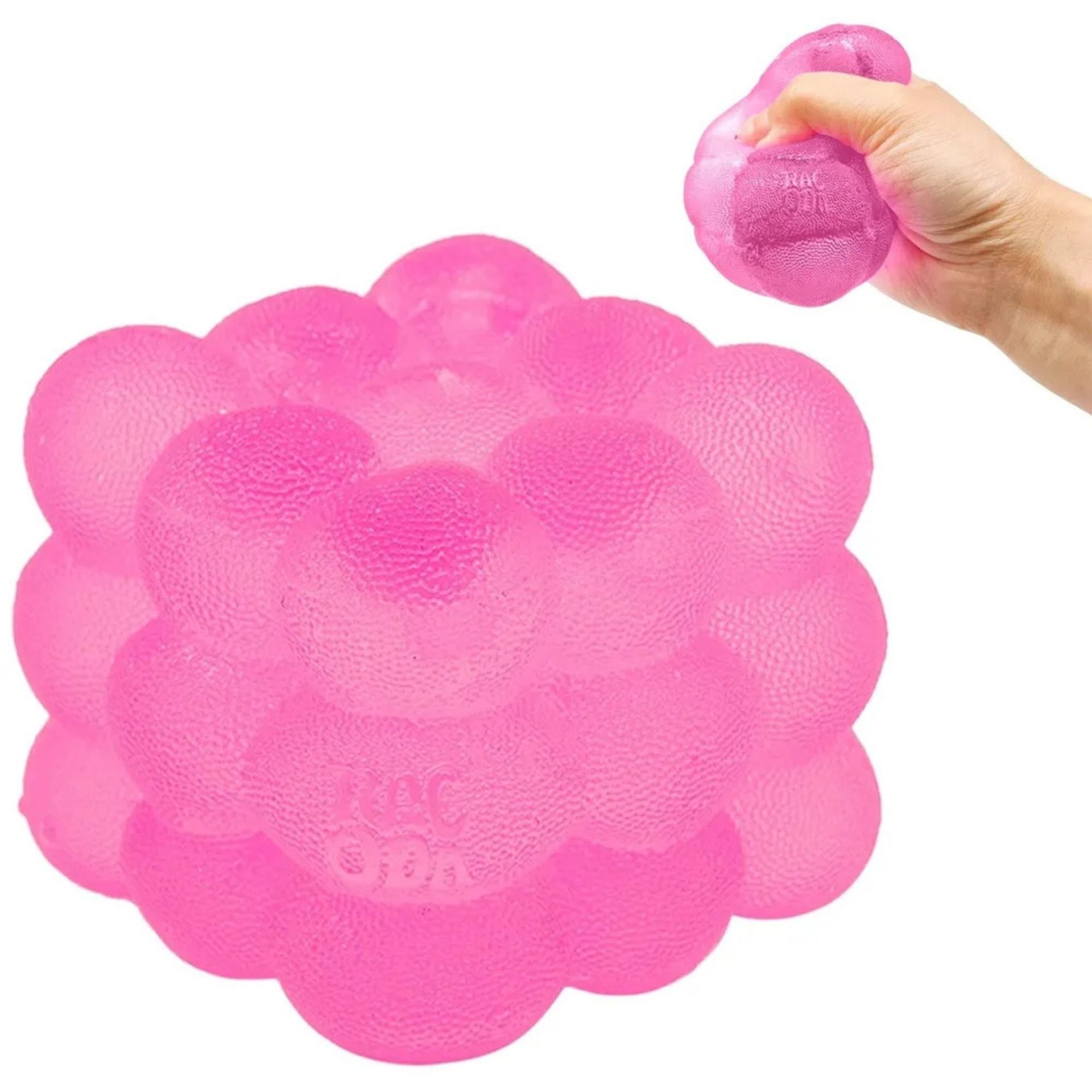 Jucarie Squishy tip Needoh in Forma de Cub, , Model Sculptat cu Striatii, Antistres Senzoriala Comprimabila cu Revenire Lenta, 5 cm, 180 g, Roz 4
