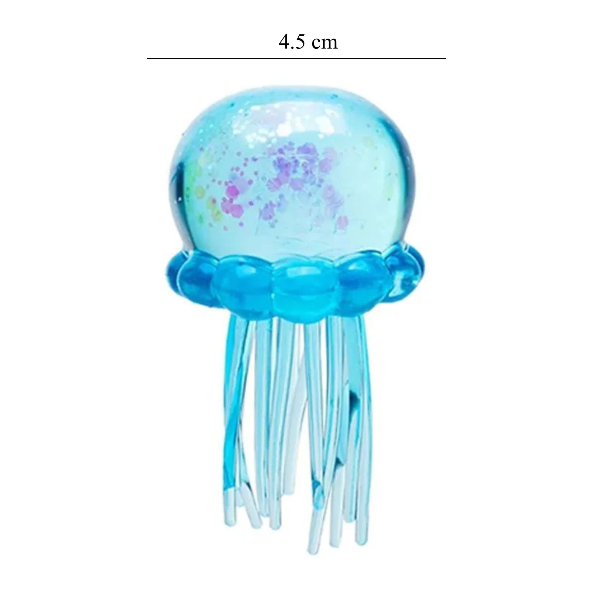 Jucarie Squishy Dumpling in Forma de Meduza, , Model Jelly Translucid, Antistres Senzoriala Comprimabila cu Revenire Lenta, 8x4.5 cm, Albastru 2