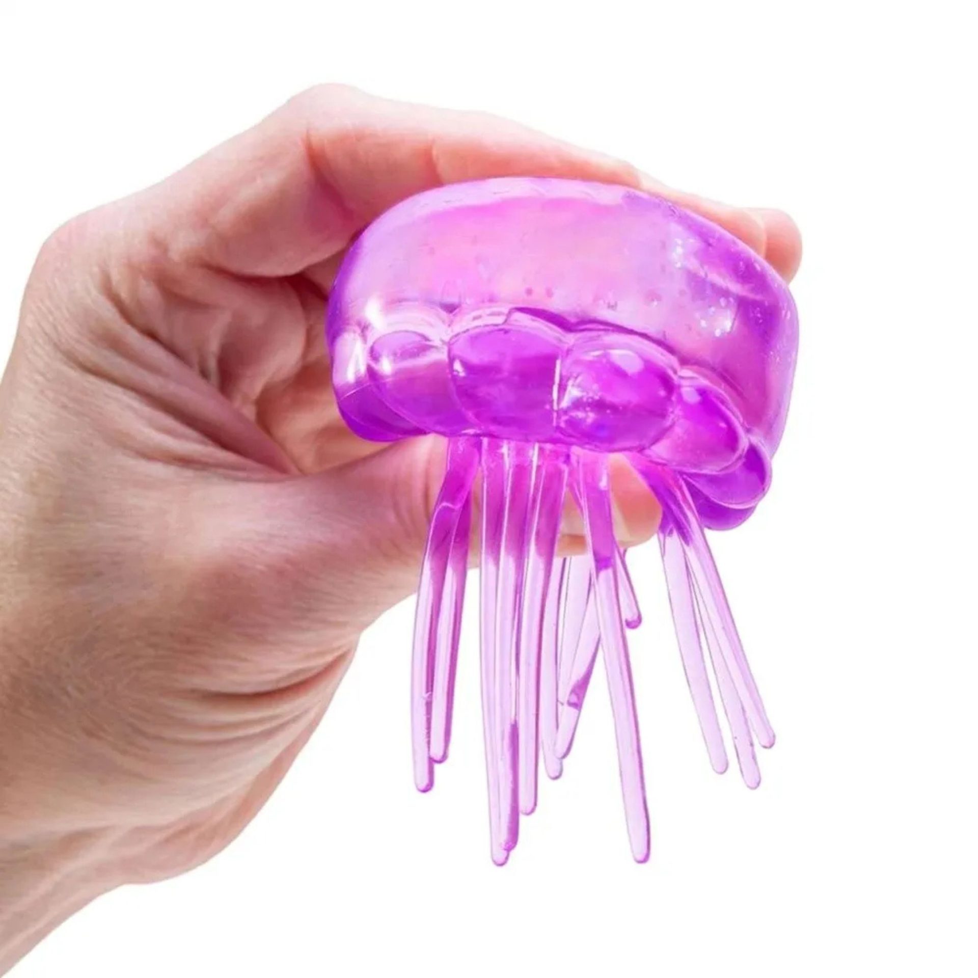 Jucarie Squishy Dumpling in Forma de Meduza, , Model Jelly Translucid, Antistres Senzoriala Comprimabila cu Revenire Lenta, 8x4.5 cm, Mov 4