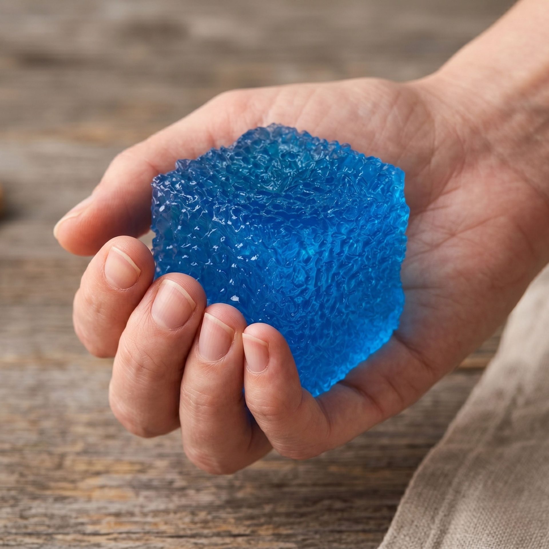 Jucarie Squishy tip Needoh in Forma de Cub, , Model Frosted, Antistres Senzoriala Comprimabila cu Revenire, 5 cm, 140 g, Albastru 3