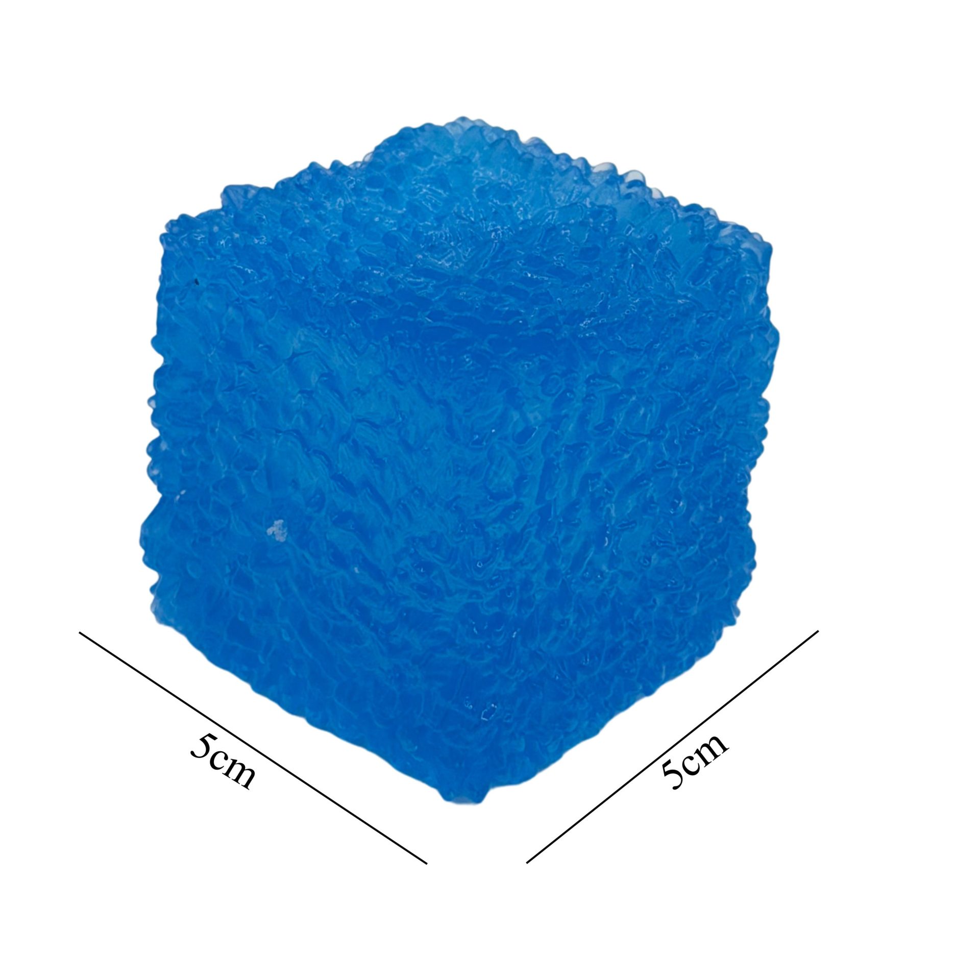 Jucarie Squishy tip Needoh in Forma de Cub, , Model Frosted, Antistres Senzoriala Comprimabila cu Revenire, 5 cm, 140 g, Albastru 2