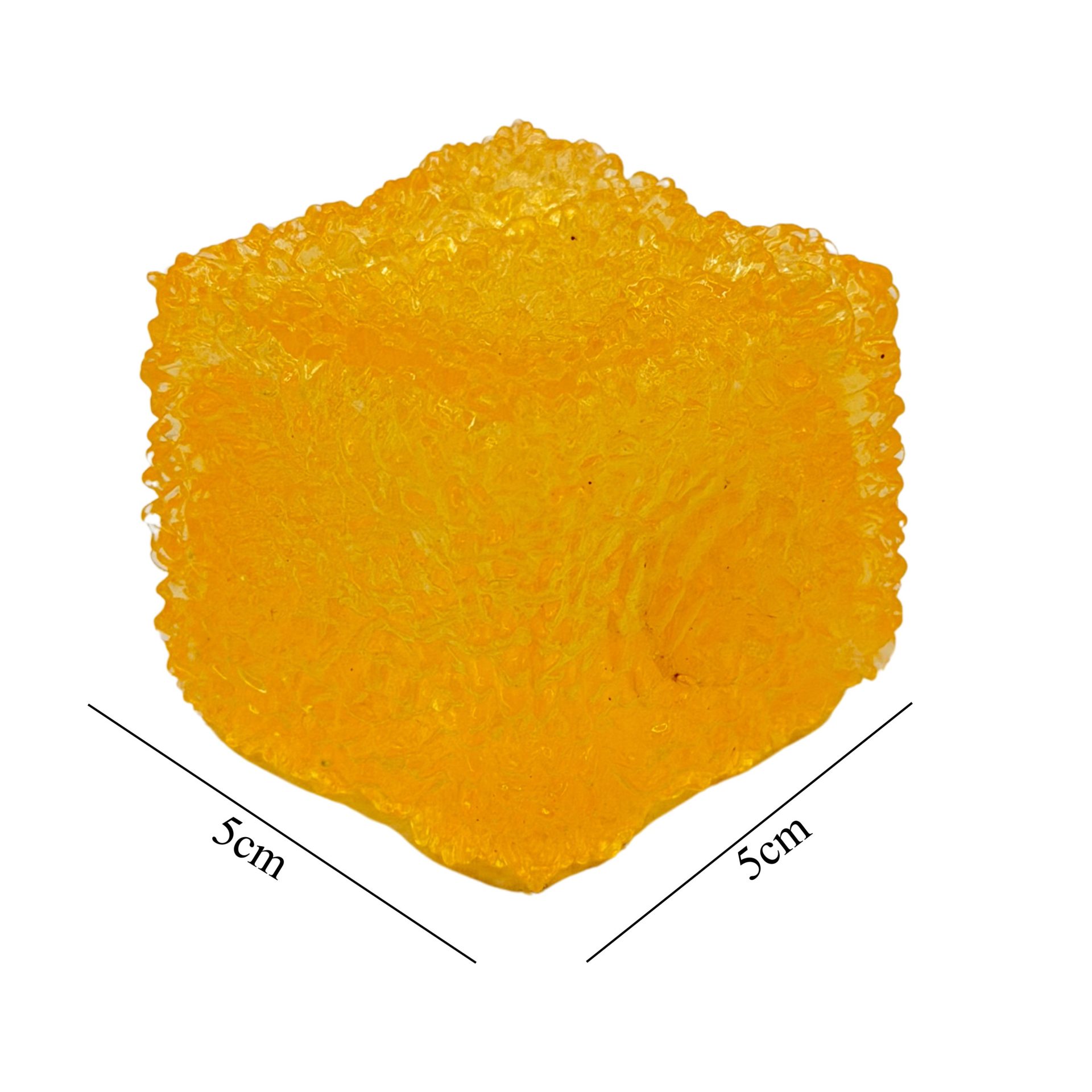 Jucarie Squishy tip Needoh in Forma de Cub, , Model Frosted, Antistres Senzoriala Comprimabila cu Revenire, 5 cm, 140 g, Portocaliu 3
