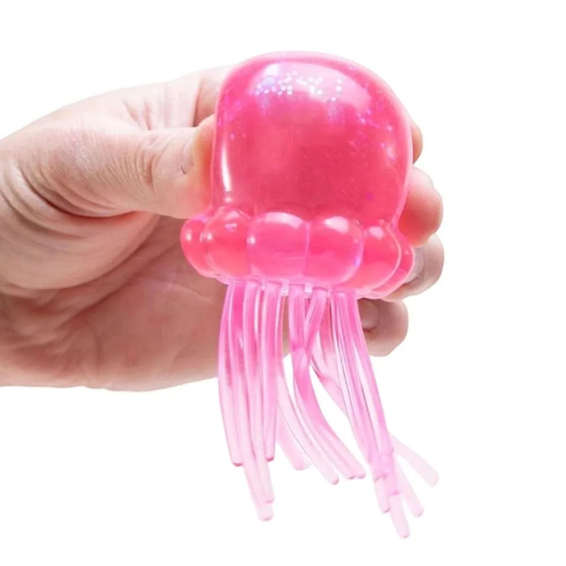 Jucarie Squishy Dumpling in Forma de Meduza, , Model Jelly Translucid, Antistres Senzoriala Comprimabila cu Revenire Lenta, 8x4.5 cm, Roz 3