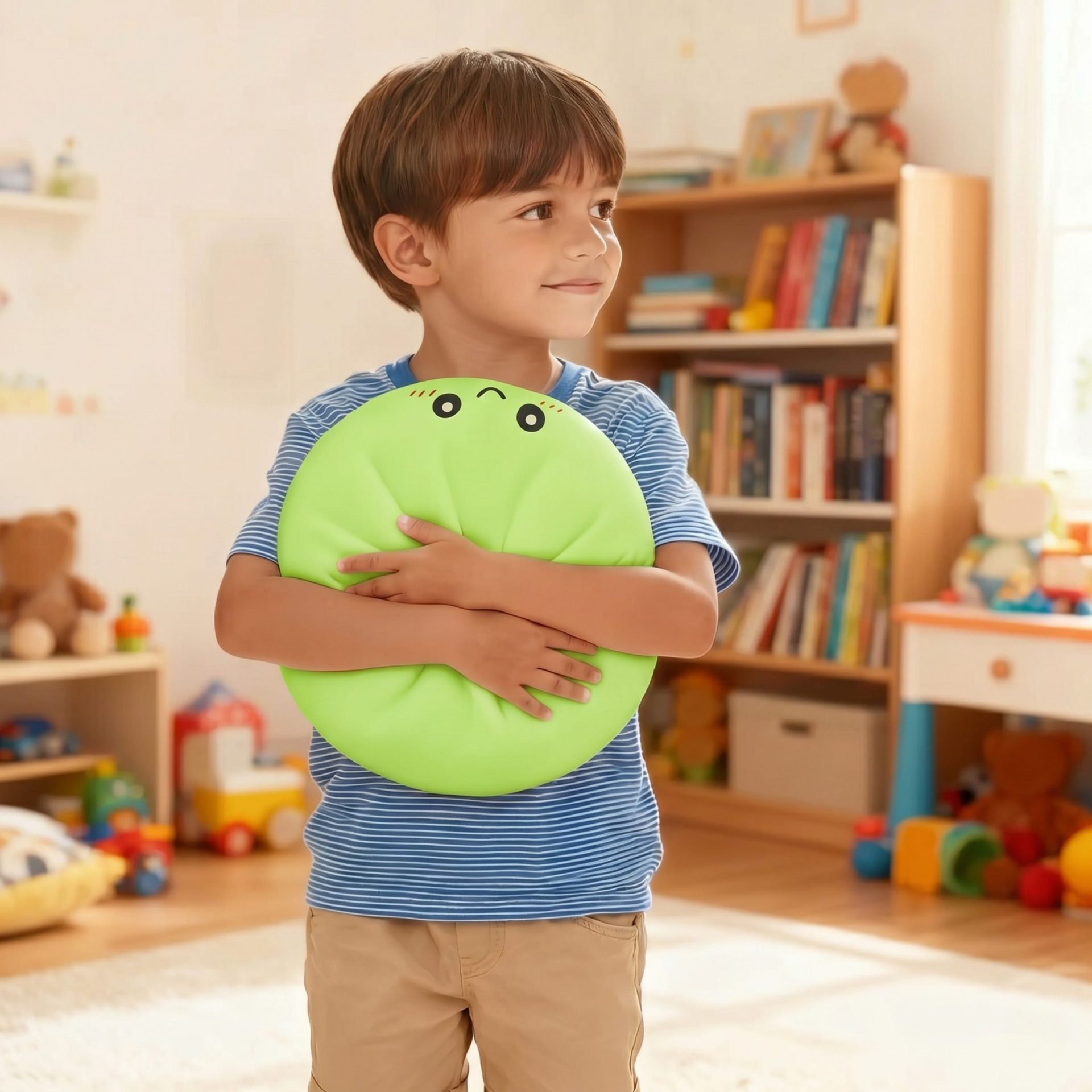 Jucarie Squishy Dumpling Antistres, , Model Fata Zimbitoare, Jucarie Senzoriala cu Revenire Lenta, pentru Copii si adulti, Relaxare si Eliberare Anxietate, 25 cm, 1000 g, Verde 4