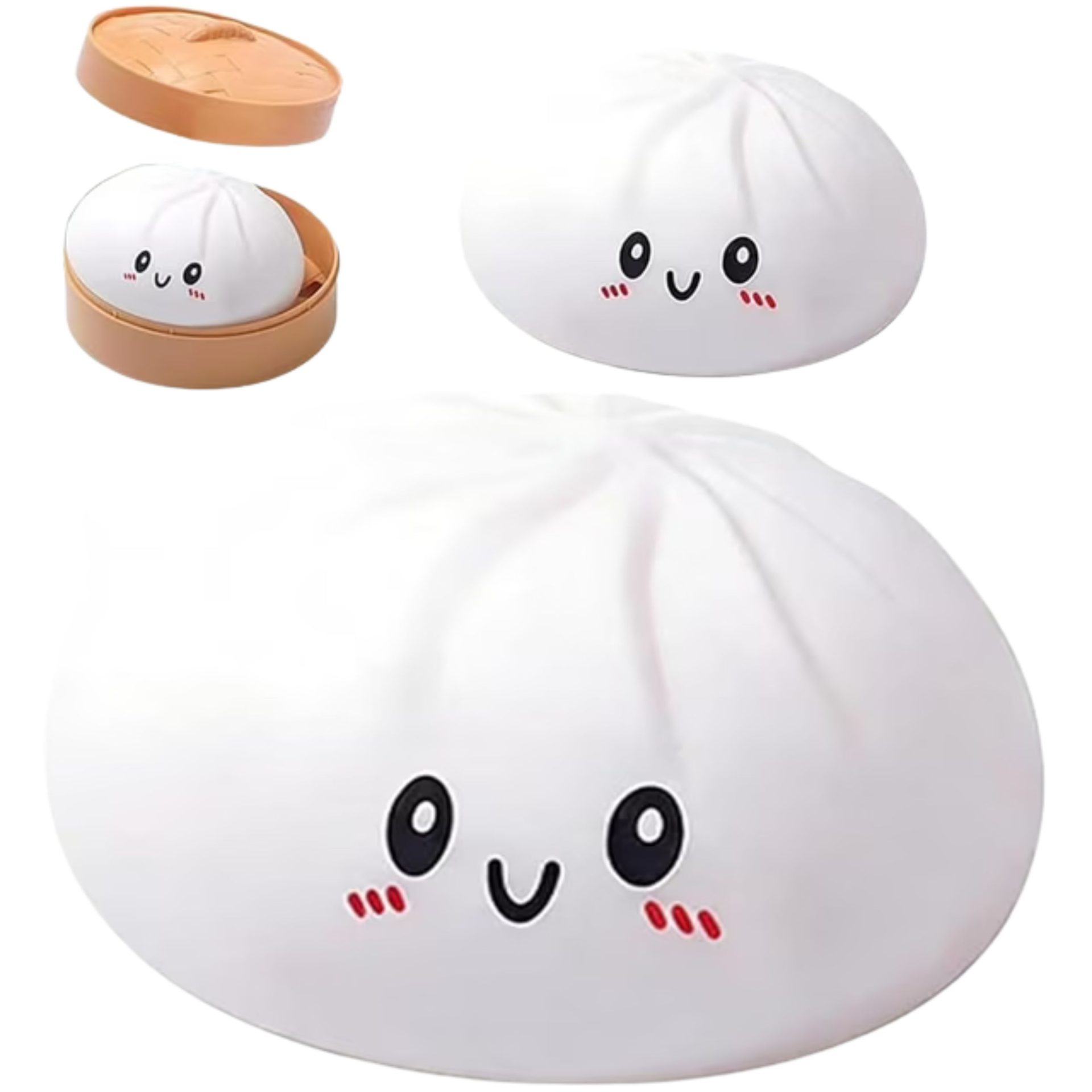 Jucarie Squishy Dumpling Antistres, , Model Fata Zimbitoare, Jucarie Senzoriala cu Revenire Lenta, pentru Copii si adulti, Relaxare si Eliberare Anxietate, 25 cm, 1000 g, Alb 5