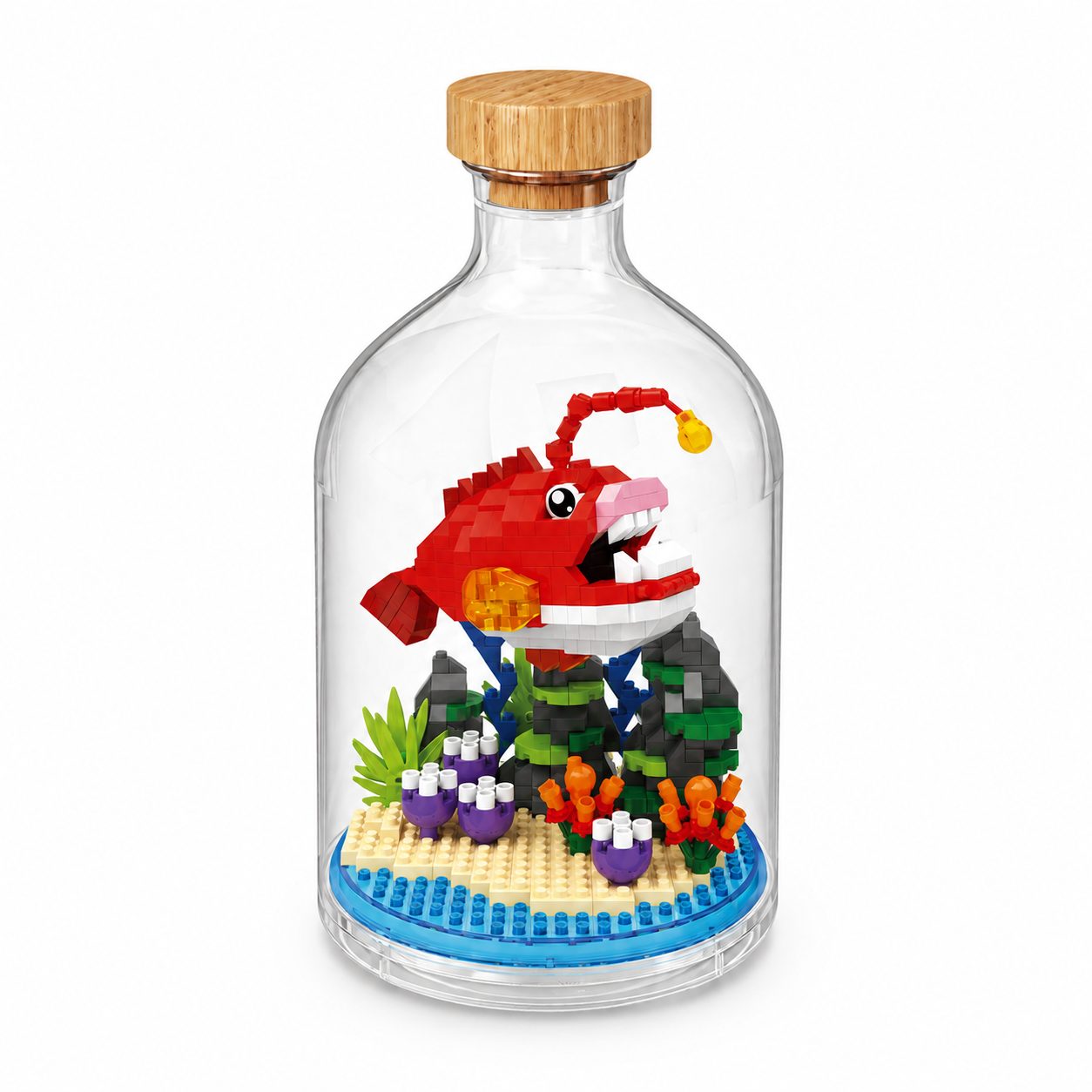 Set de Construit in Sticla Decorativa, Flippy, Model Peste Lanterna, 500 de Piese, Jucarie Creativa si Educationala pentru Copii 14+, Tip Pixel Building Blocks, 10 x 19.6 cm, Multicolor
