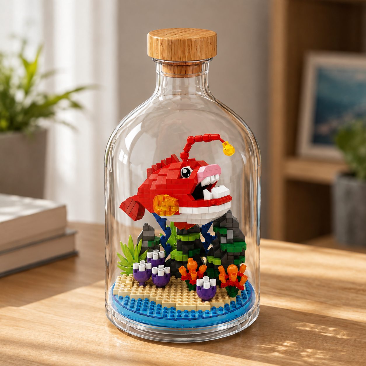 Set de Construit in Sticla Decorativa, Flippy, Model Peste Lanterna, 500 de Piese, Jucarie Creativa si Educationala pentru Copii 14+, Tip Pixel Building Blocks, 10 x 19.6 cm, Multicolor