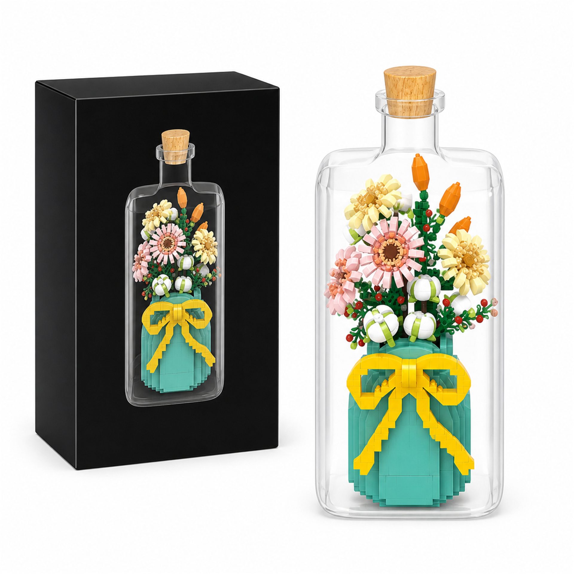 Set de Construit in Sticla, Flippy, Tematica Flori, Model 3, Jucarie Tip Blocuri din Plastic, Decoratiune DIY pentru Asamblare, Dimensiune 36 x 31 x 7.4 cm, Varsta 14 Ani+, Multicolor