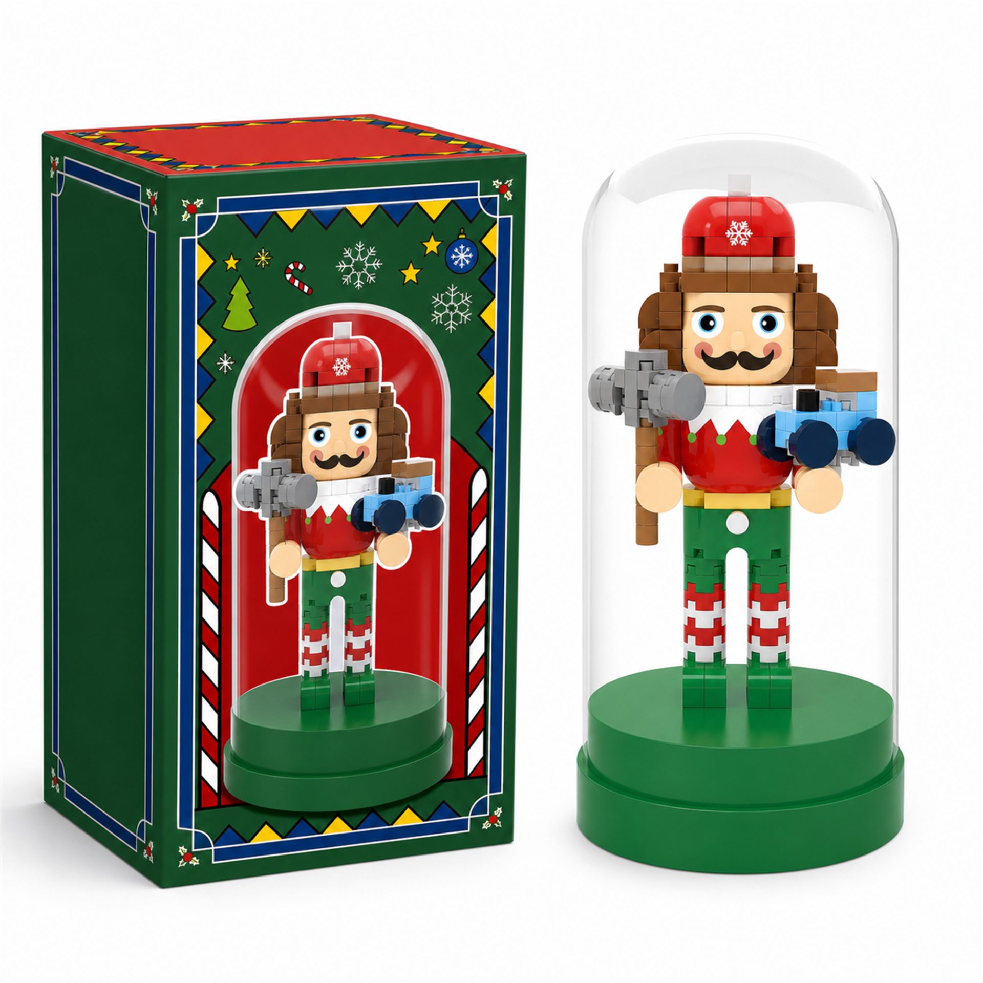 Set de Construit in Sticla, Flippy, Tematica de Craciun, Model 6, Jucarie Tip Blocuri din Plastic, Decoratiune DIY pentru Asamblare, Dimensiune 12.5 x 6 cm, Varsta 14 Ani+, Multicolor