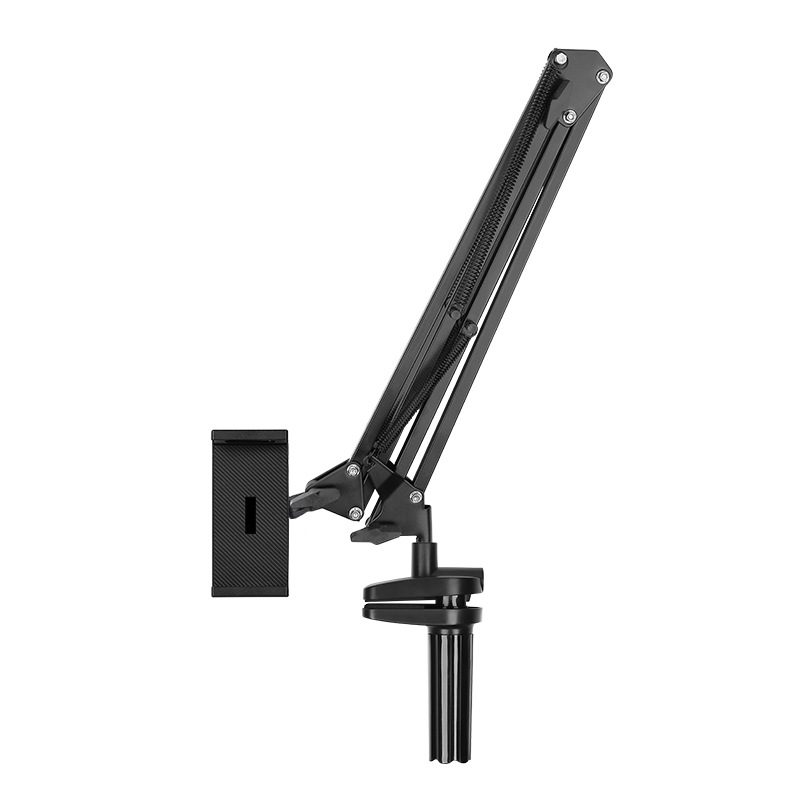 Suport de Telefon pentru Birou si Pat, Brat Metalic Articulat, Prindere cu Clema, 5.5x9 cm, Negru - Imagine