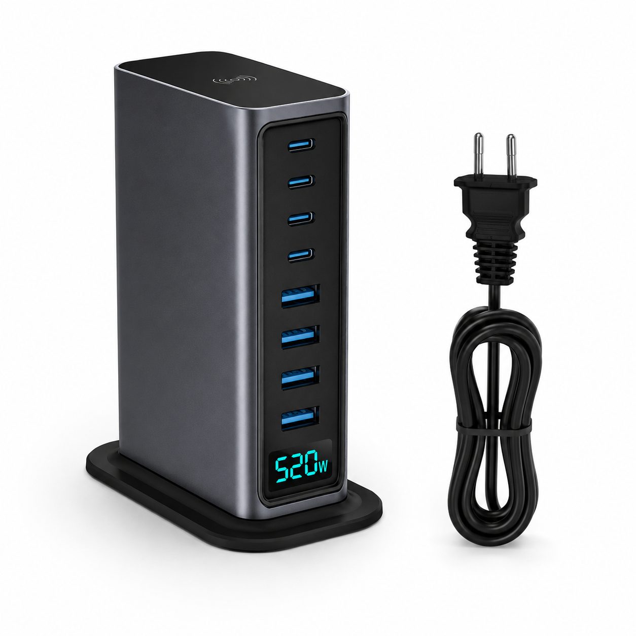 Statie de Incarcare, , 520W, Power Adapter cu Porturi Multiple, Incarcare Rapida, Standard European, Gri 1