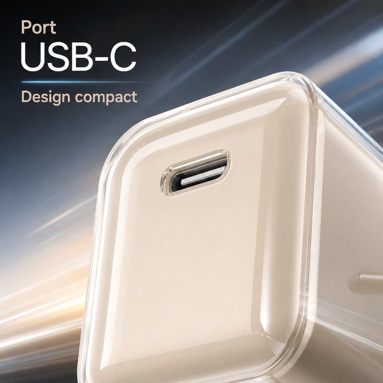 Incarcator Retea USB-C 30W Mini Ice Cube, , GaN Technology, Fast Charge, Carcasa Transparenta Bicolora, Standard European, Crem 4