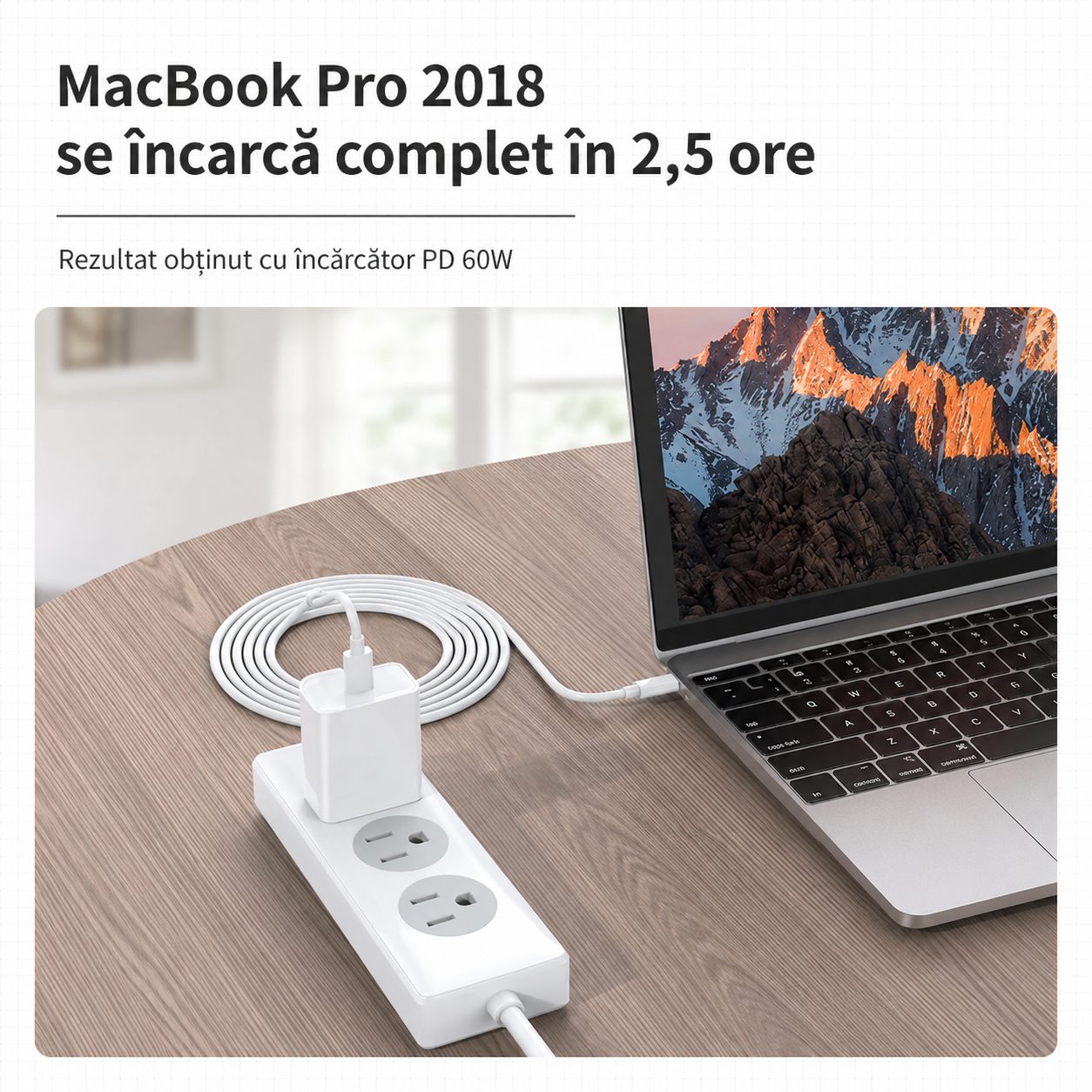 Cablu de Date si Incarcare USB-C la USB-C, , 60W, Fast Charge, Compatibil iPhone 15 si Tablete, 1.5 m, Alb 4
