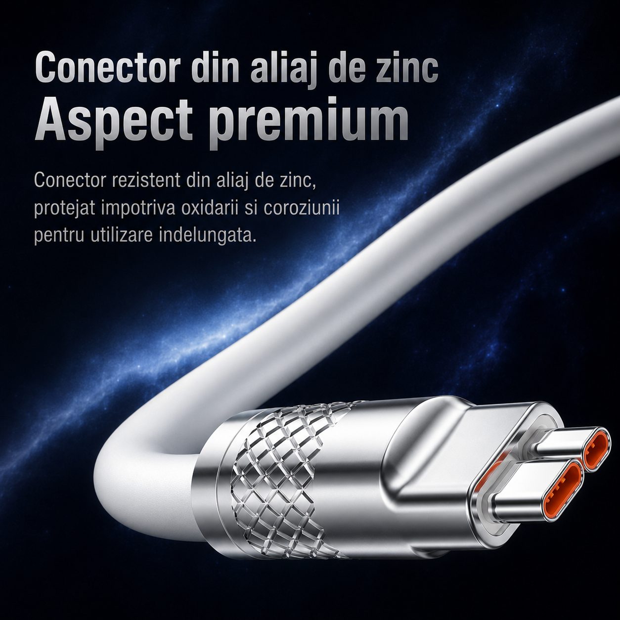Cablu de Incarcare si Date 3 in 1, , Fast Charging, 120W, Compatibil Type-C, Utilizare Simultana pentru 3 Dispozitive, 1.2 m, Alb 3