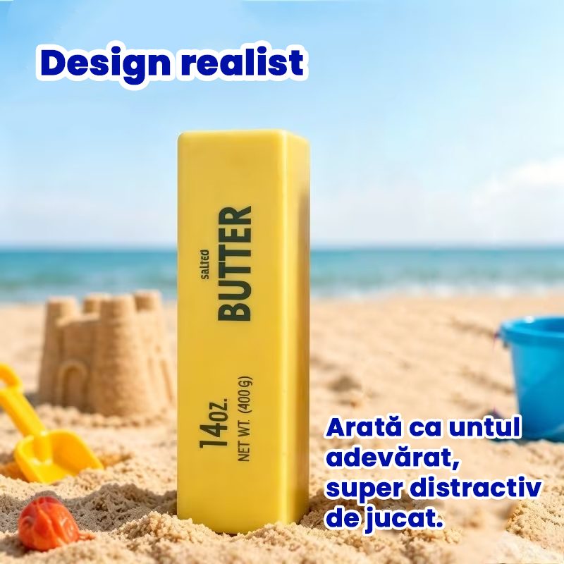 Jucarie Antistres Squishy, , Model Butter Block, Tip Needoh, Moale cu Revenire Lenta, 400 g, 24 x 5 cm, Galben 3