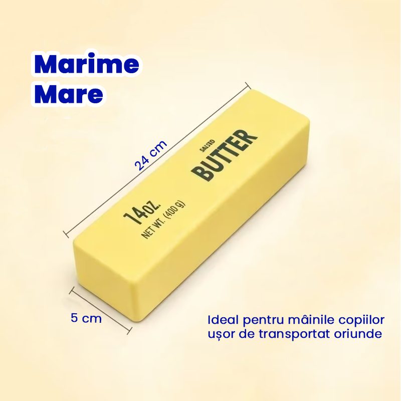 Jucarie Antistres Squishy, , Model Butter Block, Tip Needoh, Moale cu Revenire Lenta, 400 g, 24 x 5 cm, Galben 2