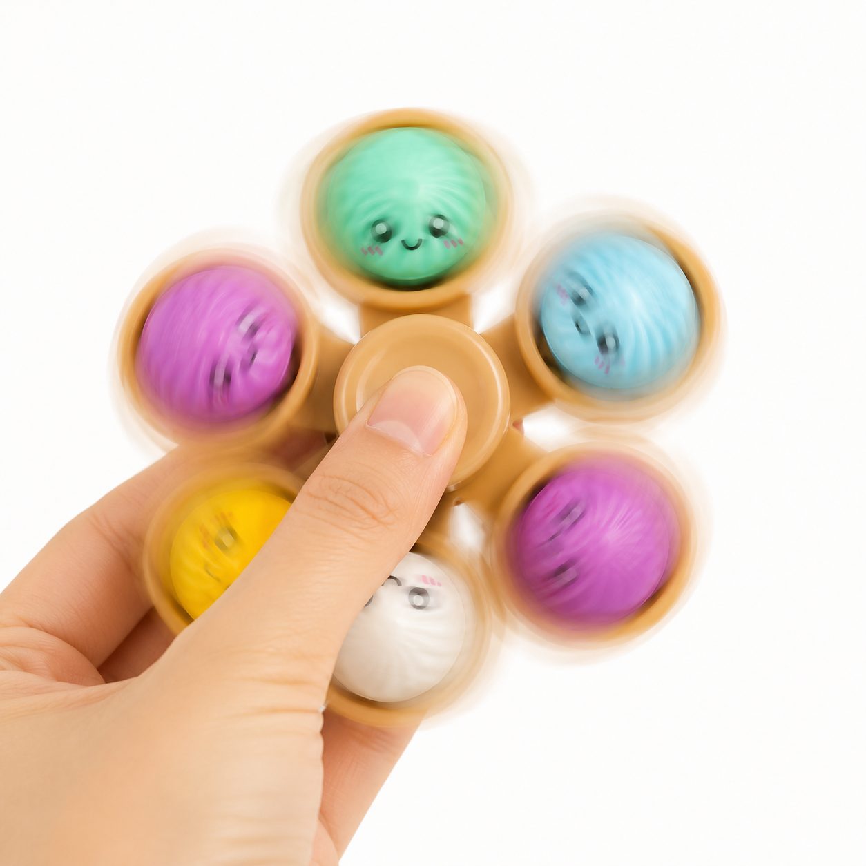 Jucarie Antistres Fidget Spinner, , Model Dumpling, 5 Elemente Rotative, Design Kawaii, Rotire Manuala, Relaxare si Joaca, Multicolor 2