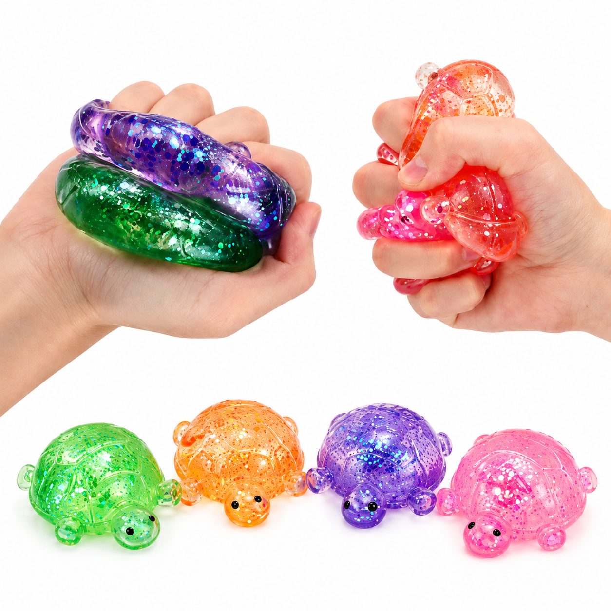 Jucarie Antistres Squishy, , Model Testoasa cu Sclipici, Textura Moale, 7 x 5.2 cm, Model Aleatoriu 5