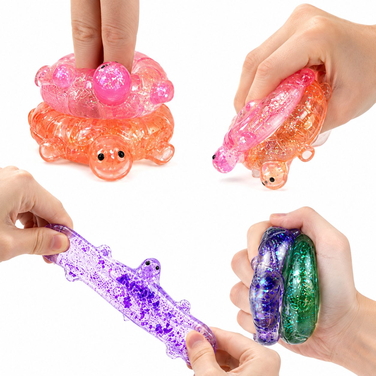Jucarie Antistres Squishy, , Model Testoasa cu Sclipici, Textura Moale, 7 x 5.2 cm, Model Aleatoriu 4