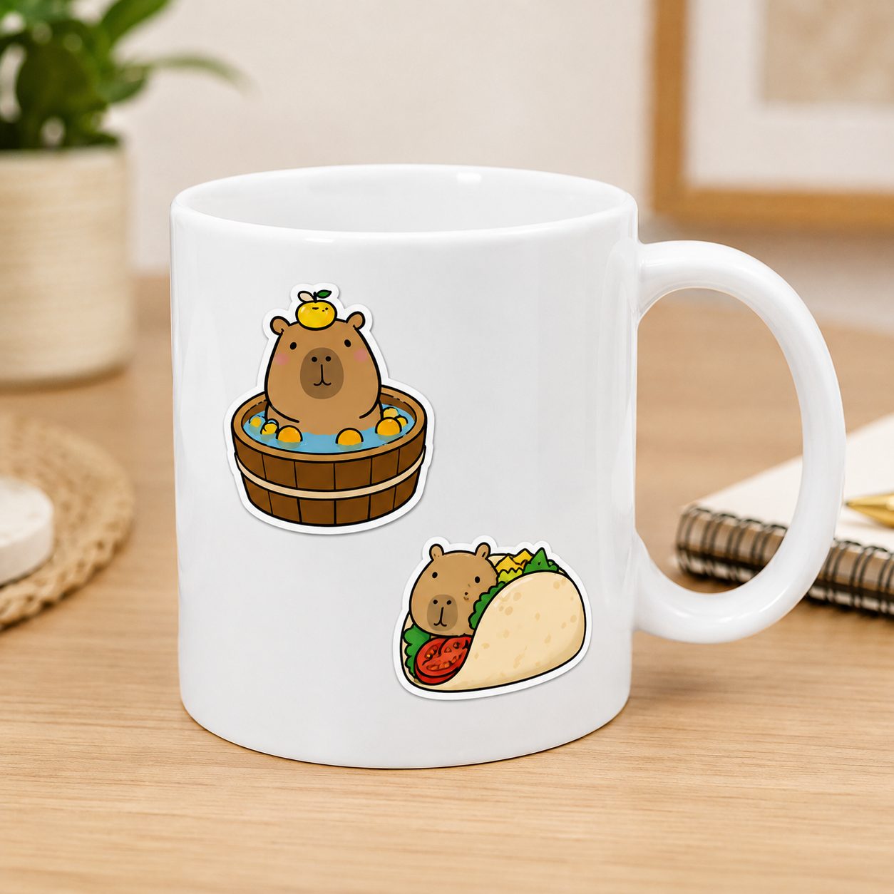 Set 50 Stickere Decorative, , Modele Capybara Cartoon, din Vinil, Impermeabile, Aproximativ 5.27 x 5.42 cm, Multicolor 5