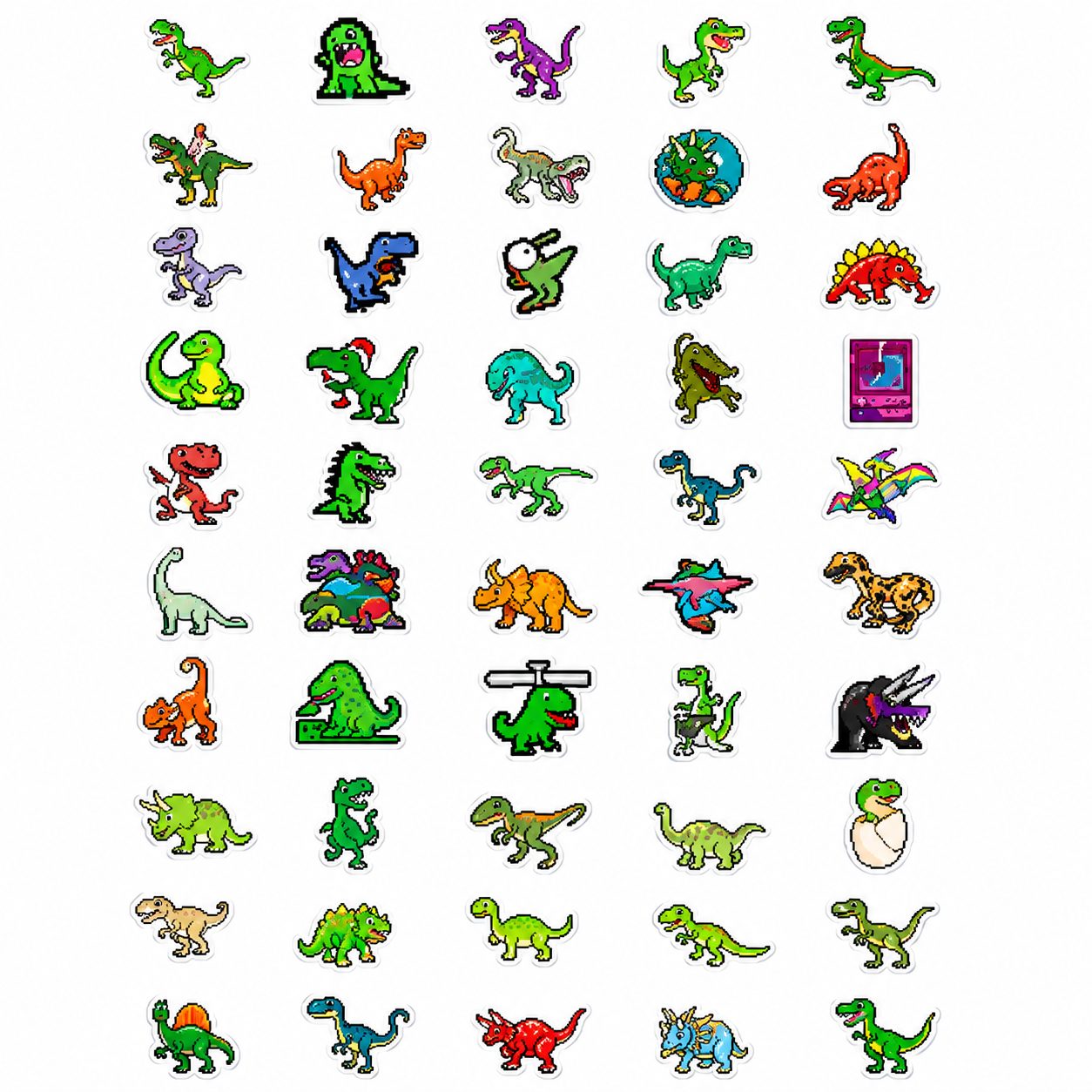 Set 50 Stickere Decorative, , Modele Dinozauri Cartoon, Impermeabile, Aproximativ 5 x 6 cm, Multicolor 5