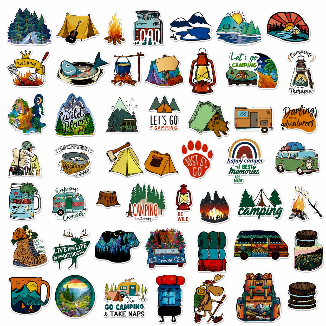 Set 50 Stickere Decorative, , Modele Outdoor, Peisaje si Astronauti, Impermeabile, pentru Laptop, Caiete, Chitara si Bagaje, Aproximativ 4.75 x 5.5 cm, Multicolor 3
