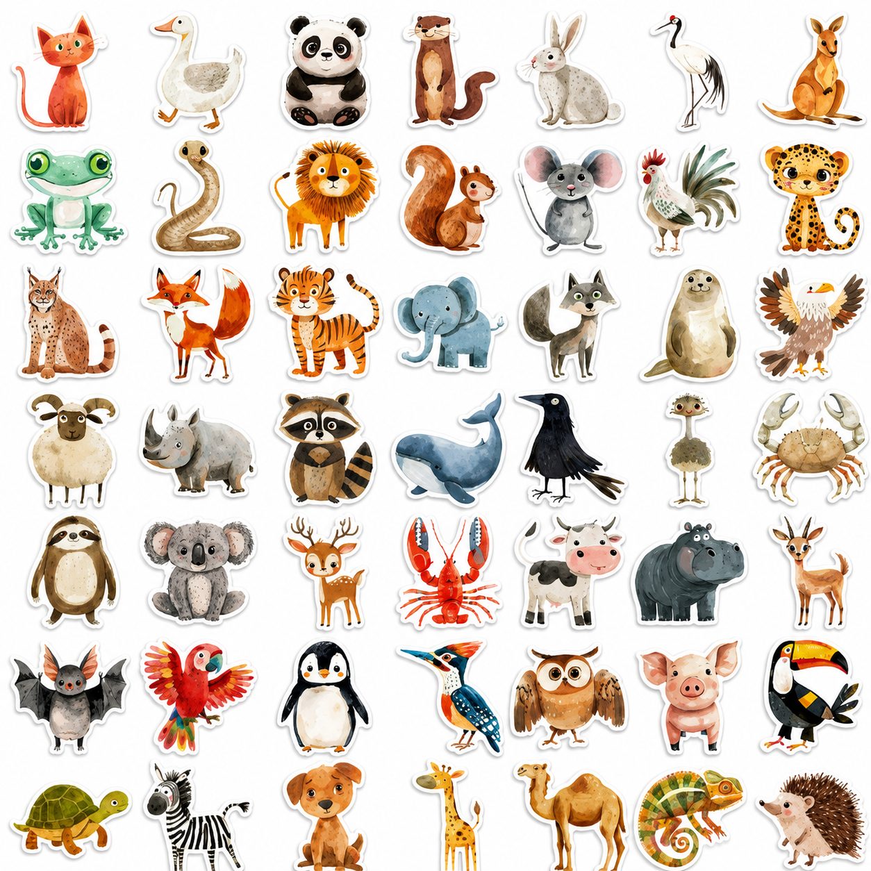 Set 50 Stickere Decorative, , Modele Animale Desenate, Impermeabile, pentru Laptop, Caiete, Chitara si Bagaje, Aproximativ 4.75 x 5.5 cm, Multicolor 2