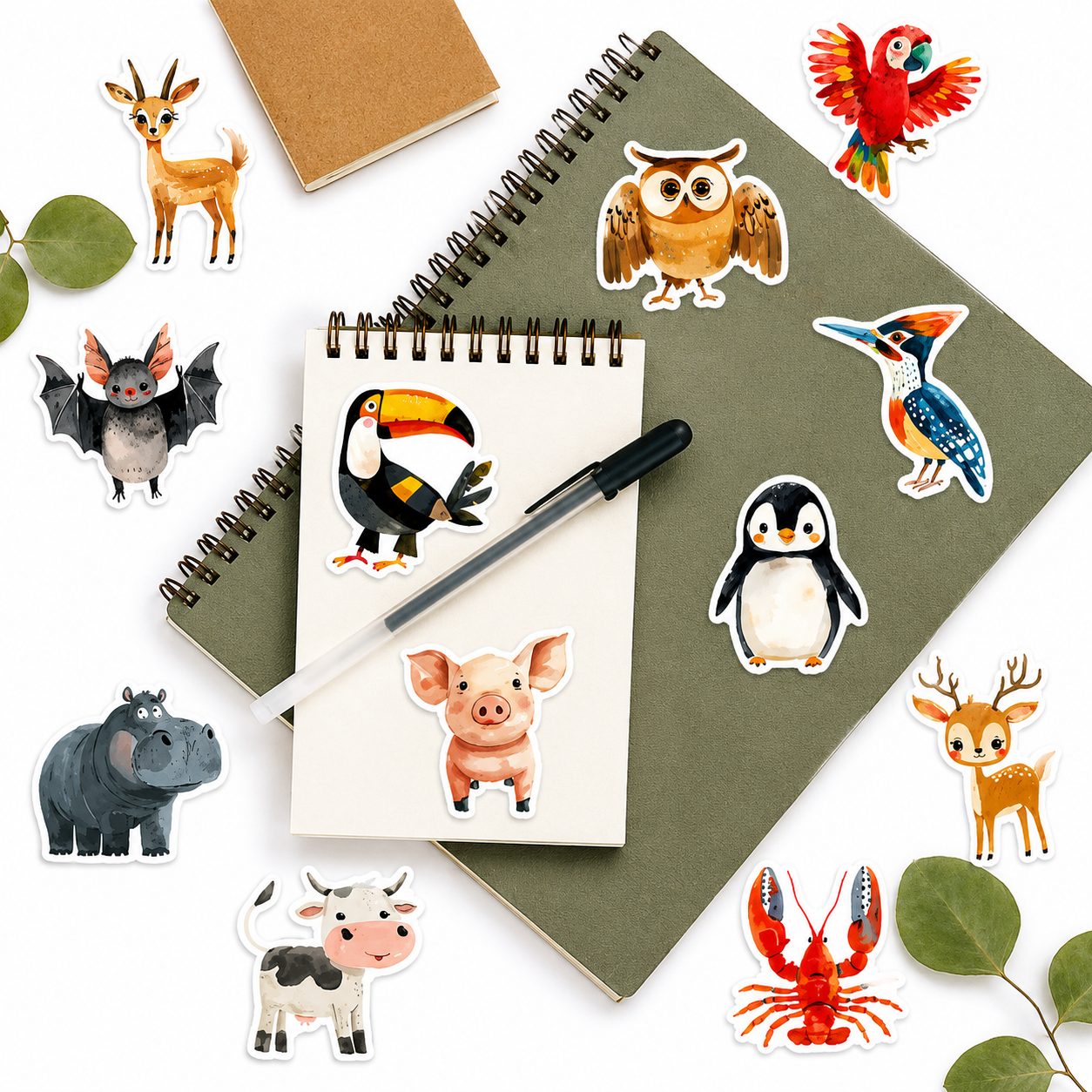 Set 50 Stickere Decorative, , Modele Animale Desenate, Impermeabile, pentru Laptop, Caiete, Chitara si Bagaje, Aproximativ 4.75 x 5.5 cm, Multicolor 3