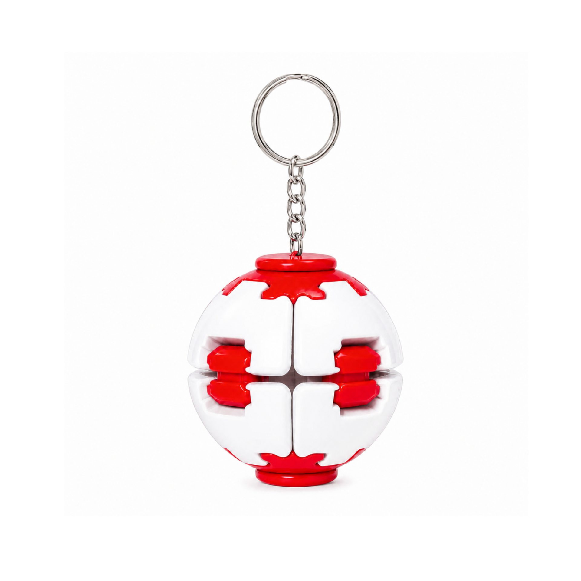 Minge Antistres Rotativa 3D, , Keychain Fidget Spinner Ball, cu Sistem Push and Spin, Jucarie Senzoriala pentru Relaxare si Indemanare, 4.5x5 cm, Alb\Rosu 1