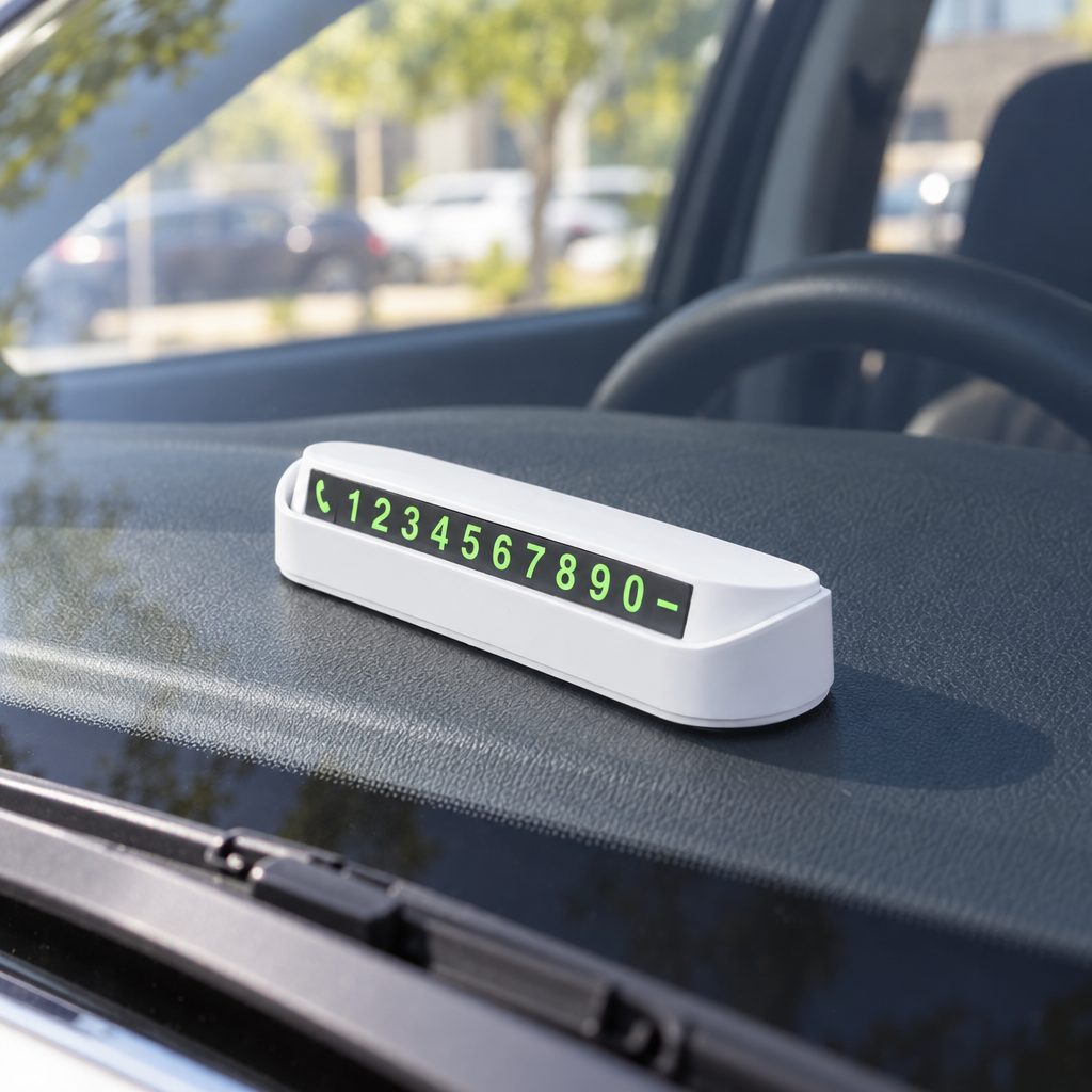 Placuta Auto pentru Parcare Temporara, Flippy, cu Numar de Telefon Ascuns la Cerere, 12 x 3,cm, Alb