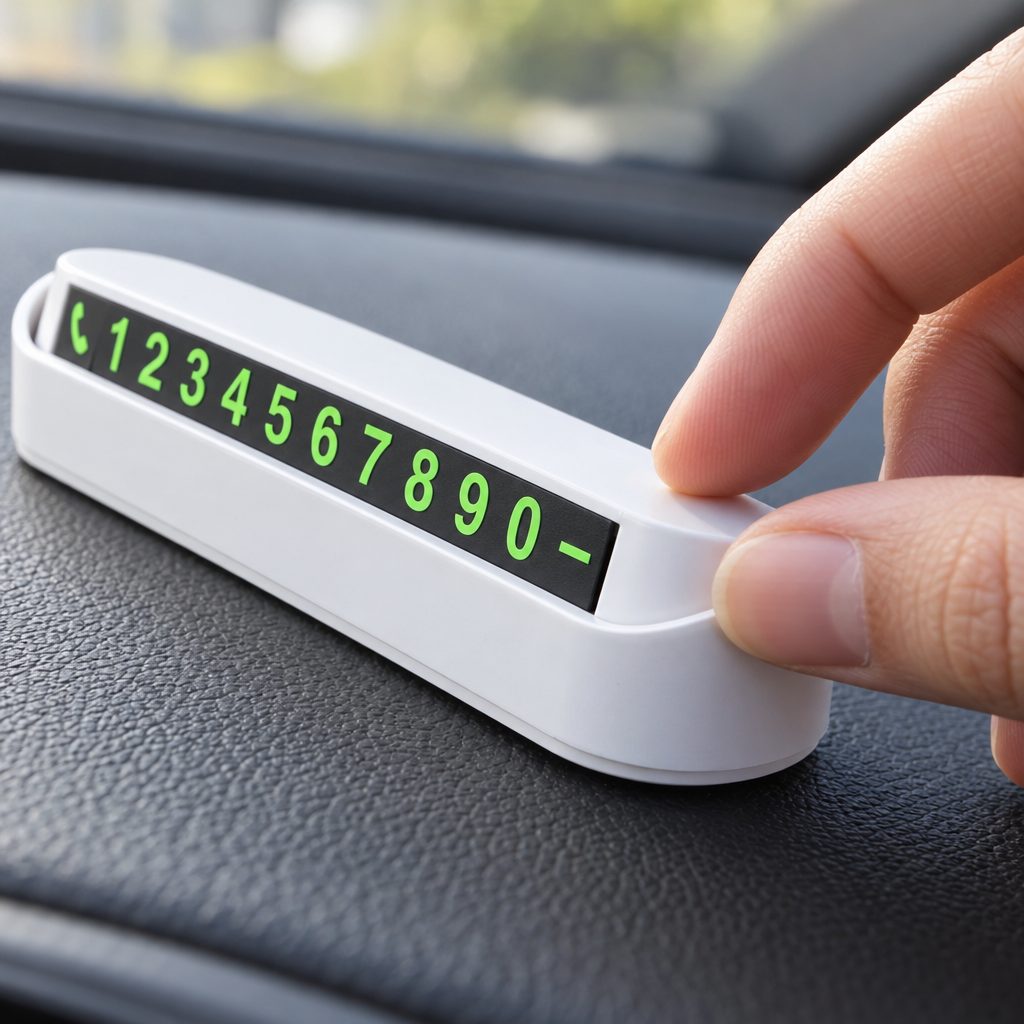 Placuta Auto pentru Parcare Temporara, Flippy, cu Numar de Telefon Ascuns la Cerere, 12 x 3,cm, Alb